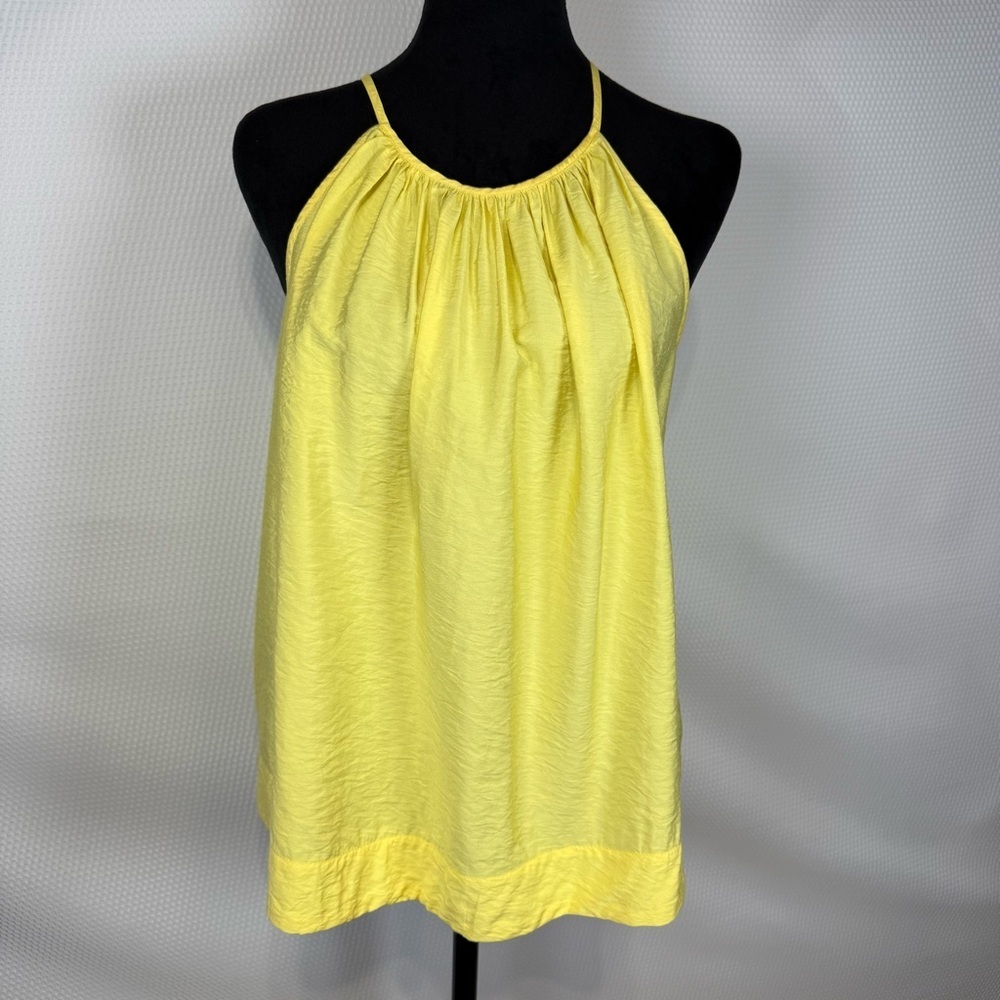 a new day Bright Yellow Tank Top Sz Large Keyhole Tie Back NWT Flowy